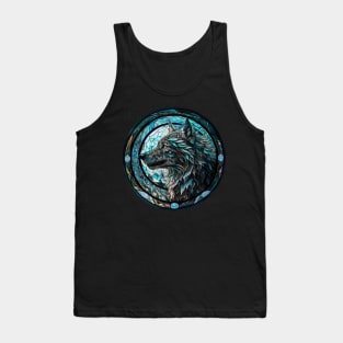 Magic wolf and moon stained glass window Tank Top